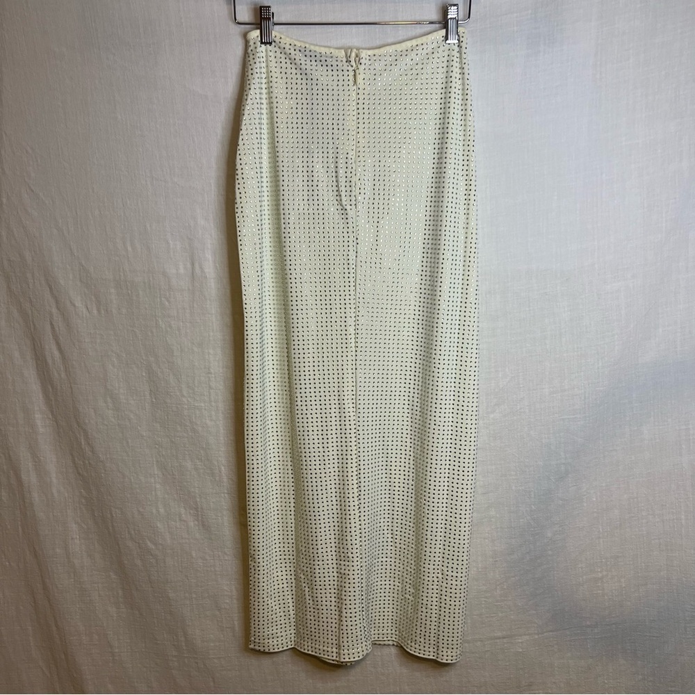 WeWoreWhat Crystal Midi Skirt Stretch Size S NWT’s ECRU - Picture 3 of 6